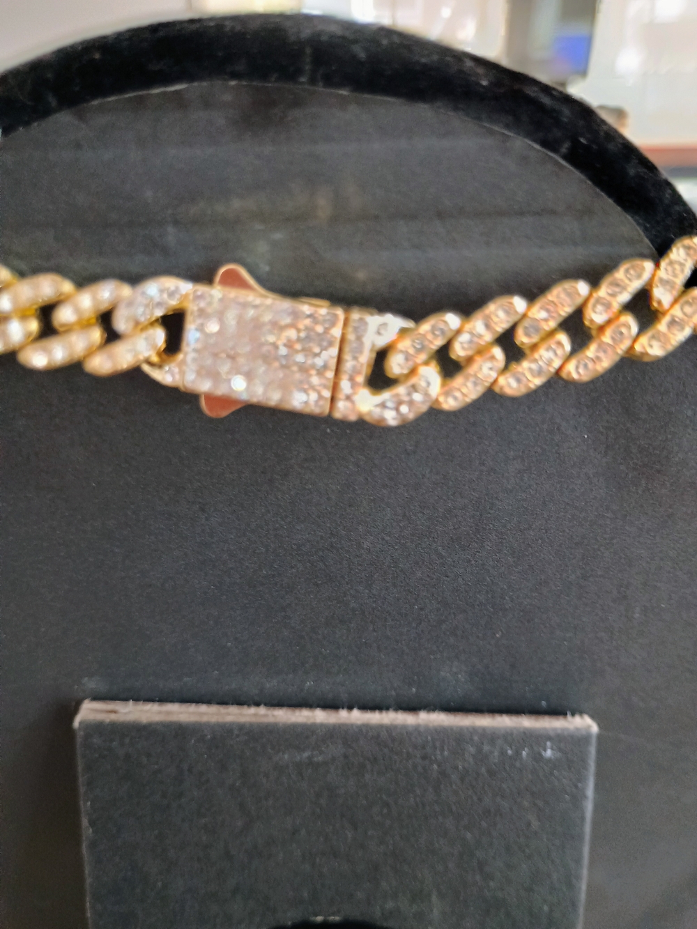 Gold-Tone Clover Link Necklace in Black - Women Jewelry Necklace - Picture 3 of 3